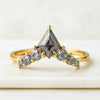 Kite Shape Salt & Paper Curved Diamond Band Ring For Her