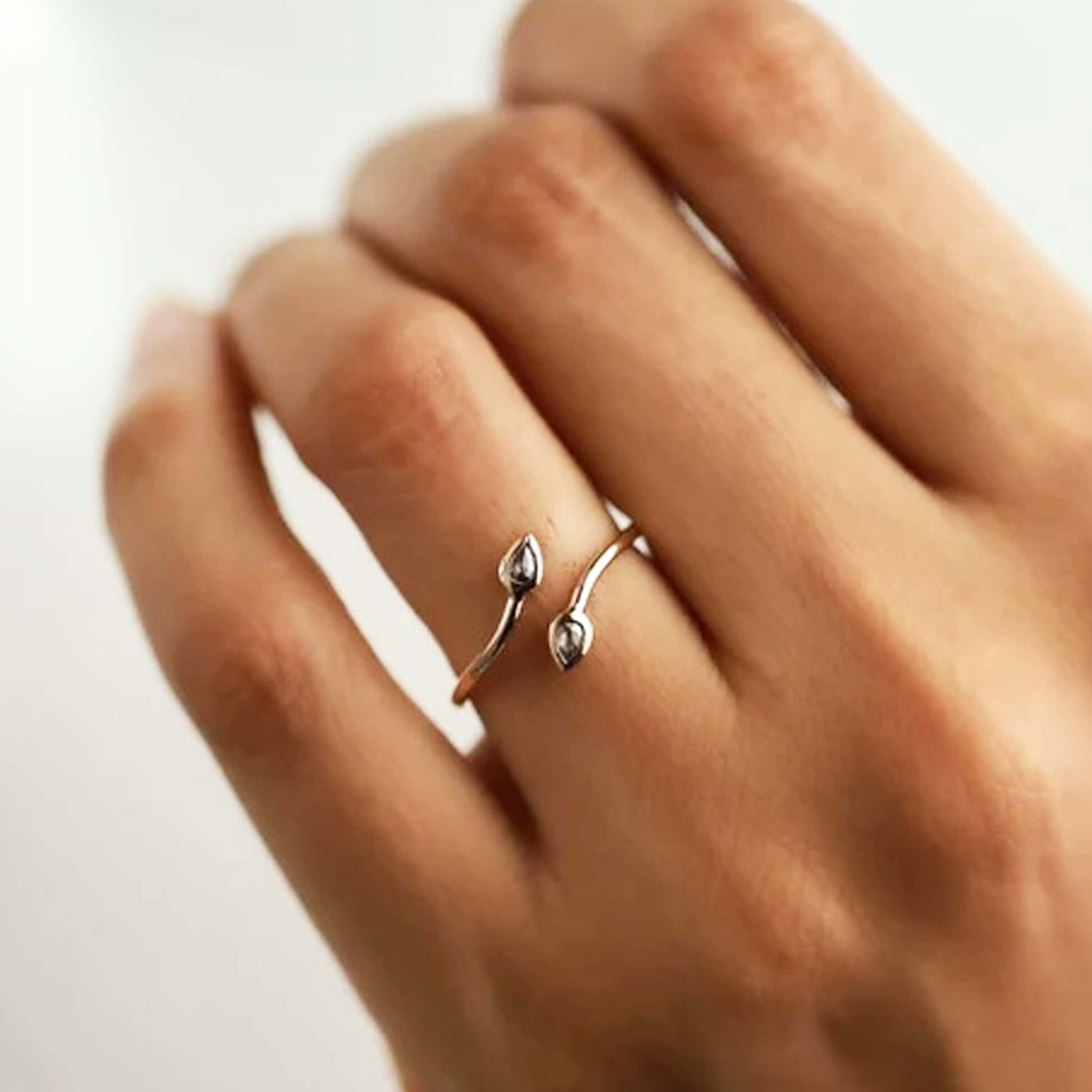 Salt and Pepper Pear Diamond Ring