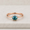 Round Cut Teal Sapphire Rose Gold Solitaire Ring