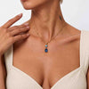 Blue Sapphire & Aquamarine Pear Cut Gemstone Pendant Necklace