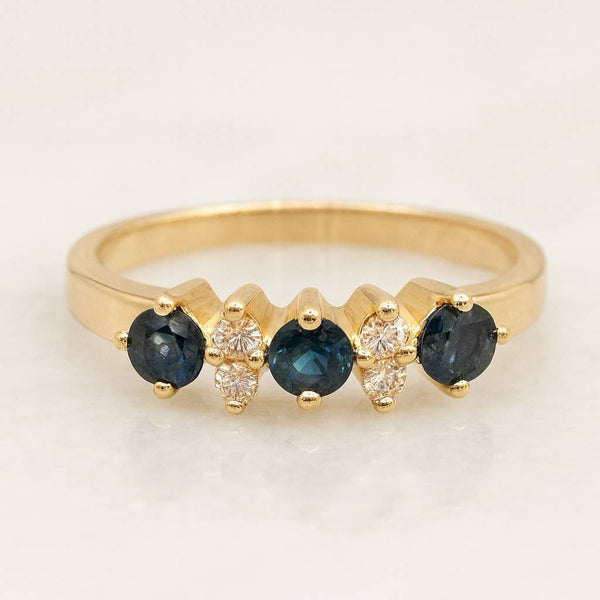 Blue Sapphire and Lab-Grown Diamond Ring 14K White Gold Solitaire