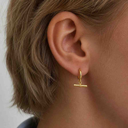 Sarah Alexander - Orion T-Bar Charm Earrings, 18ct Gold Vermeil