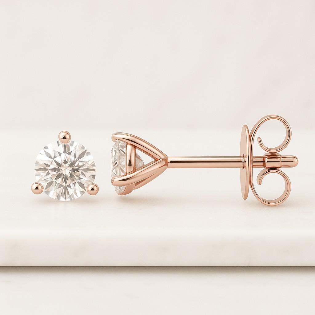 Screw Back Diamond Earrings 4 Claw Prong Set Diamond Studs Minimalist Earrings For Her