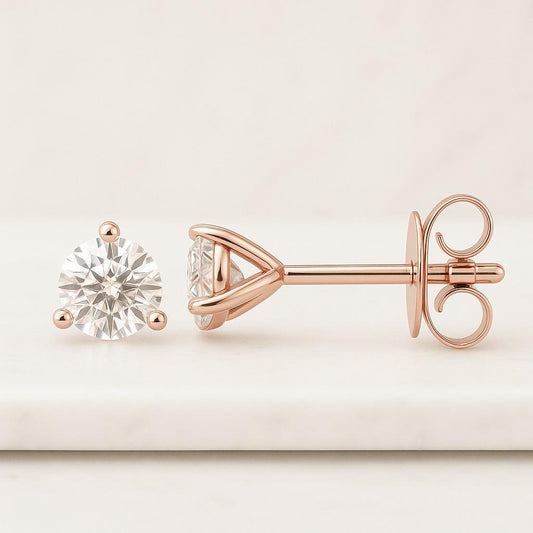 Screw Back Diamond Earrings 4 Claw Prong Set Diamond Studs Minimalist Earrings For Her