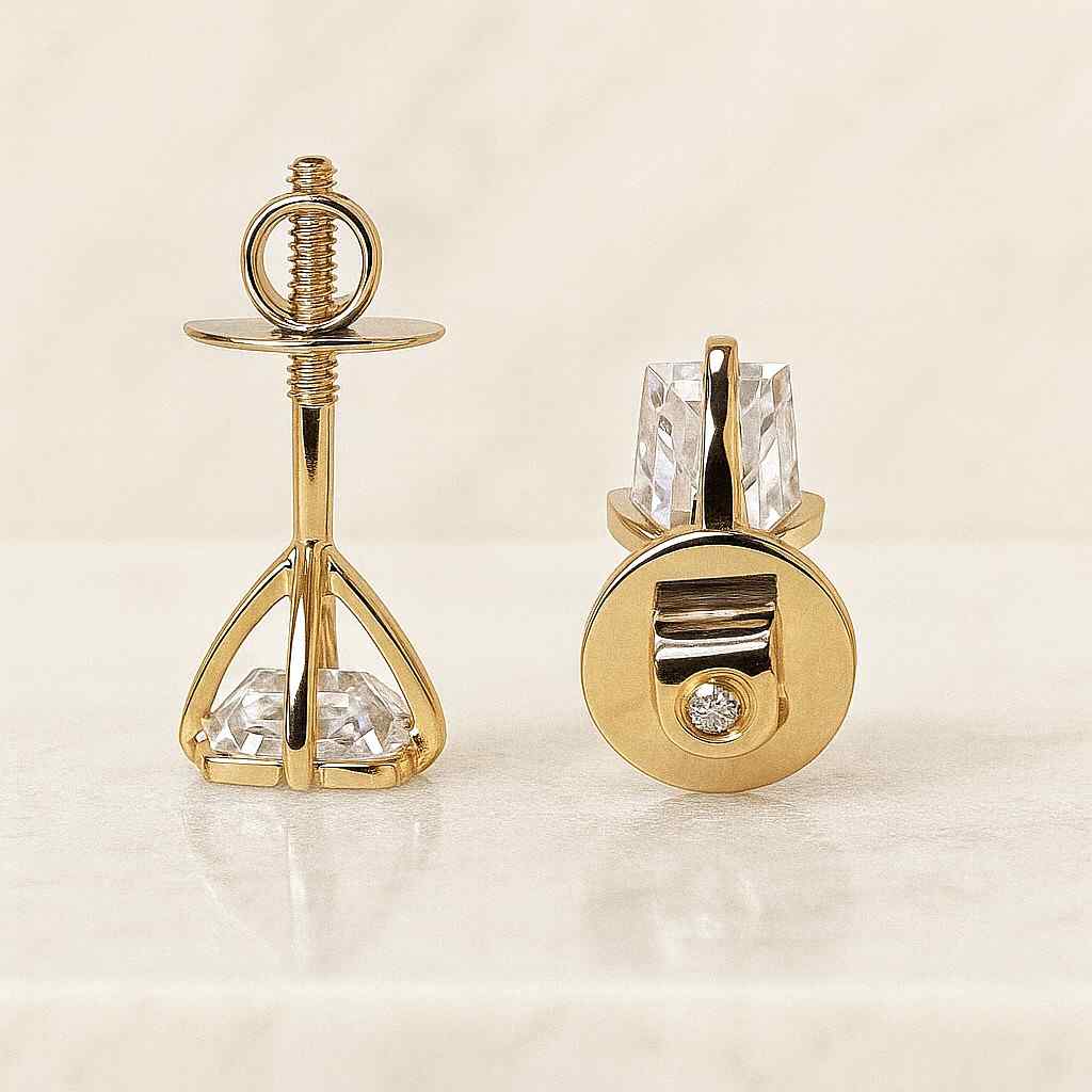 Screw Back Earrings, Comfort Fit Earrings for Daily Wear Diamond Studs for Wife