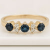 14K Gold Dark Blue Round Gemstone Diamond Ring For Her