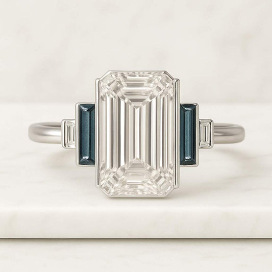 September Birthstone Blue Sapphire Ring Ombre Gradient Crystal Gemstone Eternity Wedding Band Stacking Statement Oval Dainty Engagement Ring