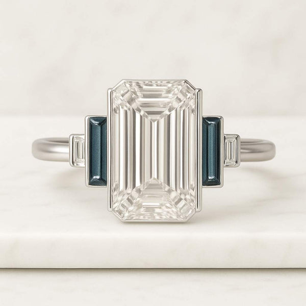 September Birthstone Blue Sapphire Ring Ombre Gradient Crystal Gemstone Eternity Wedding Band Stacking Statement Oval Dainty Engagement Ring