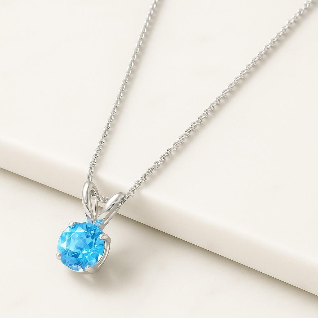 September birthstone gift 14k Gold Sapphire Necklace Square Cut Blue Gemstone Pendant