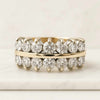14K Gold Double Row CVD Diamond Half Eternity Ring