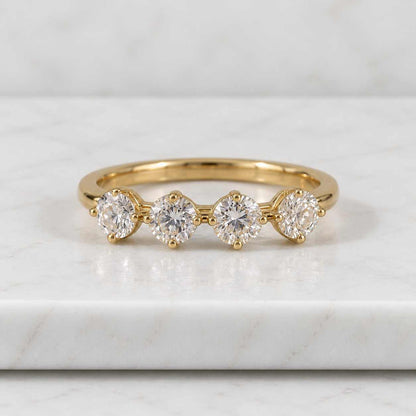 Seven Stone Round Lab Diamond Stacking Ring, Conflict Free Diamond Anniversary Ring , Travel Ring Wedding Band, U Prong Band
