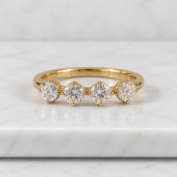 Seven Stone Round Lab Diamond Stacking Ring, Conflict Free Diamond Anniversary Ring , Travel Ring Wedding Band, U Prong Band
