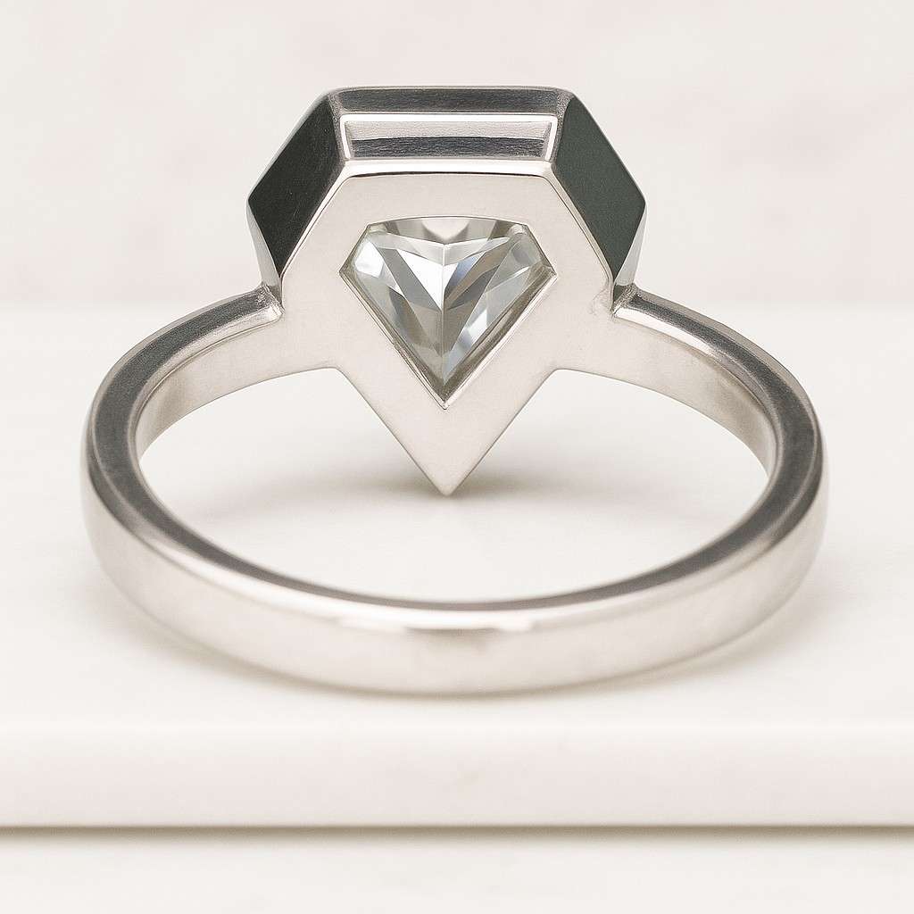 Shield Shape engagement ring Silver Lab Grown Diamond ring