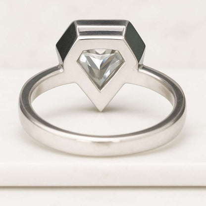 Shield Shape engagement ring Silver Lab Grown Diamond ring