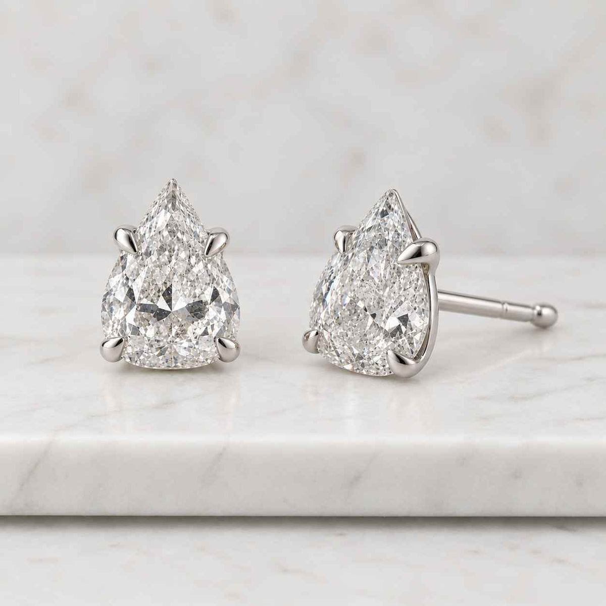 shield cut lab grown diamond earrings, 14k rose gold diamond studs earrings
