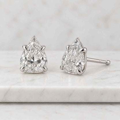 Shield cut Lab Grown Diamond Earrings, 14k Rose Gold Diamond Studs Earrings
