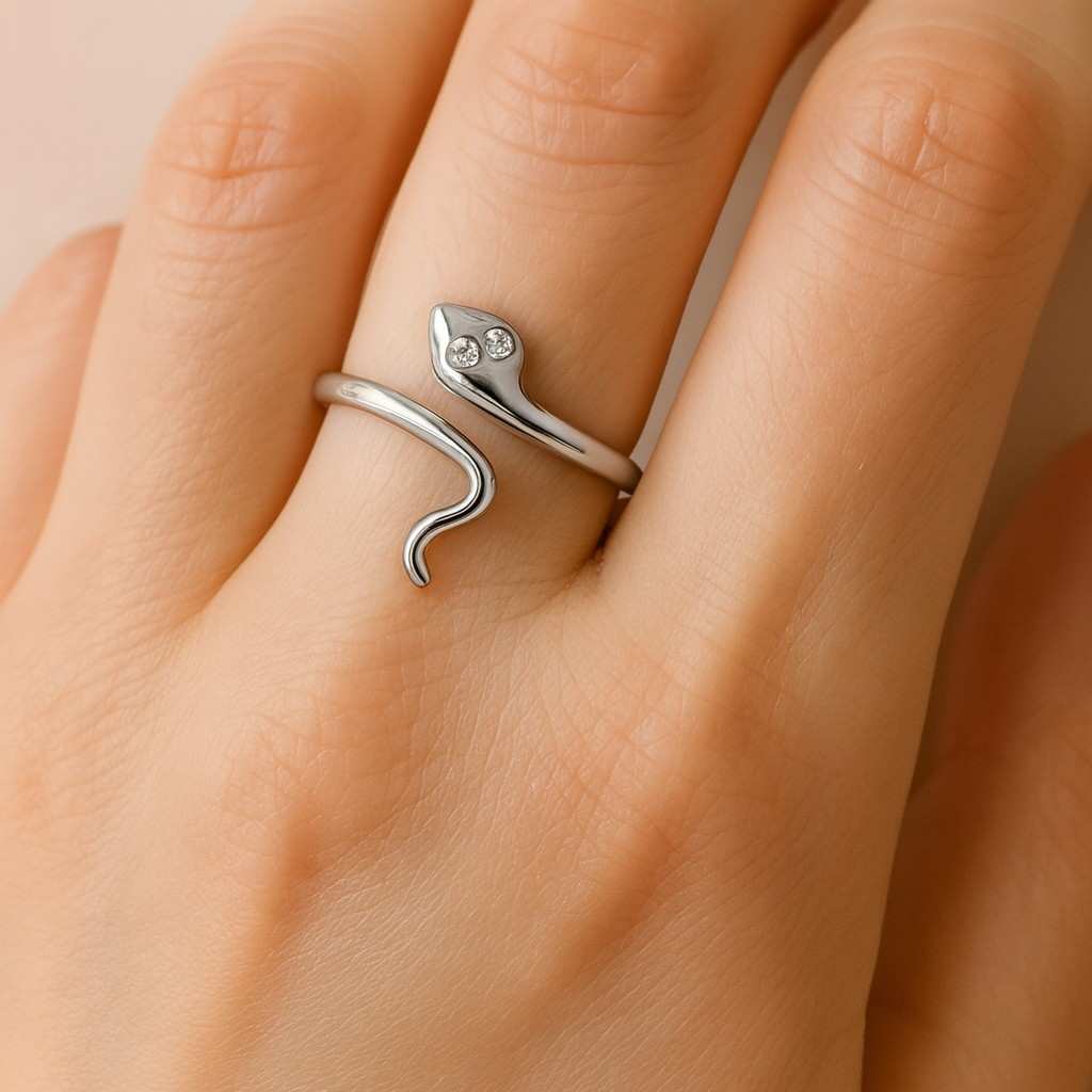 Shiny Gold Plated Adjustable Snake Ring Brass Cobra Ring Gold Plated Cobra Ring Gold Plated Ring