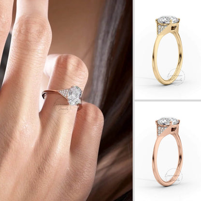 Side Diamond Triangle Shape Ring