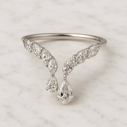 Side Stone Round Diamond Wedding Proposal Gift Pear Cut Moissanite Diamond Engagement Halo Ring Lab Grown Diamond Bridal Wedding Propose Ring