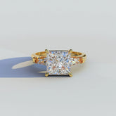 Side Trapezoid Moissanite Diamond Ring