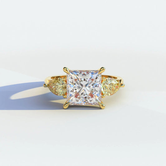 Side Yellow Pear Diamond Ring