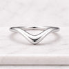 Curved Solid Gold Wedding Band Ring Minimalist V Shape Stacking Ring
