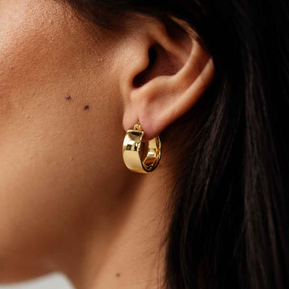 Simple 18K Gold Hoop Earrings • 20G Thin Gold Band • Waterproof Titanium Jewelry • Dainty Stacking Hoops • Minimalist Plain Design Earrings
