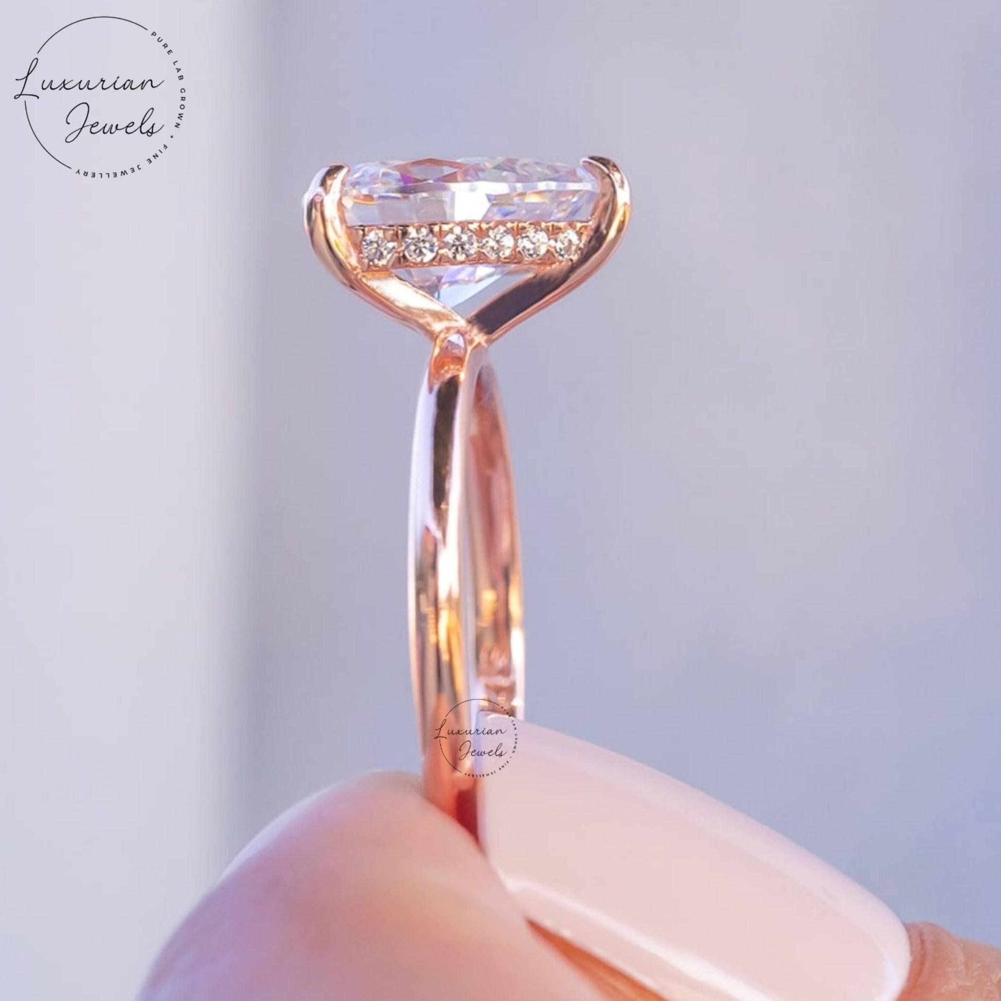 Simple Engagement Ring with Pear Lab Grown Diamond