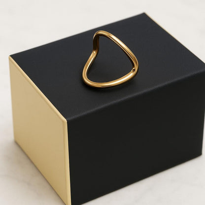 Simple Plain Stacker Band Curved Wedding Ring 14k Gold Band Contour Band