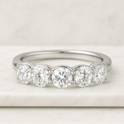 Six-Prong Secure Mount Bridal Band, Dainty Jewellery Gift for Her 3.5 MM Round Cut Lab Grown Diamond Band Six Stone Wedding Band Gift Bridal Set Band