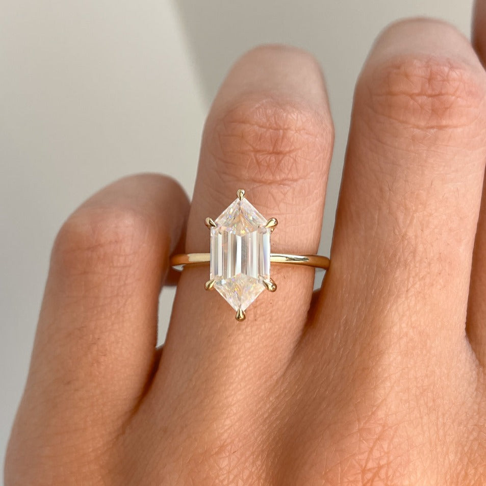 Six Claw Prong Set Hidden Halo Diamond Ring