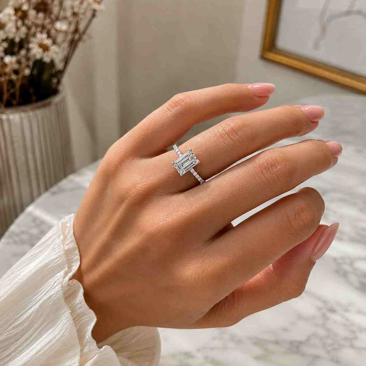 Six Prong Engagement Ring for Her Lab Grown Diamond Anniversary Ring, Perfect gift