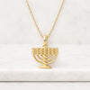 14K Gold Jerusalem Menorah Pendant Necklace