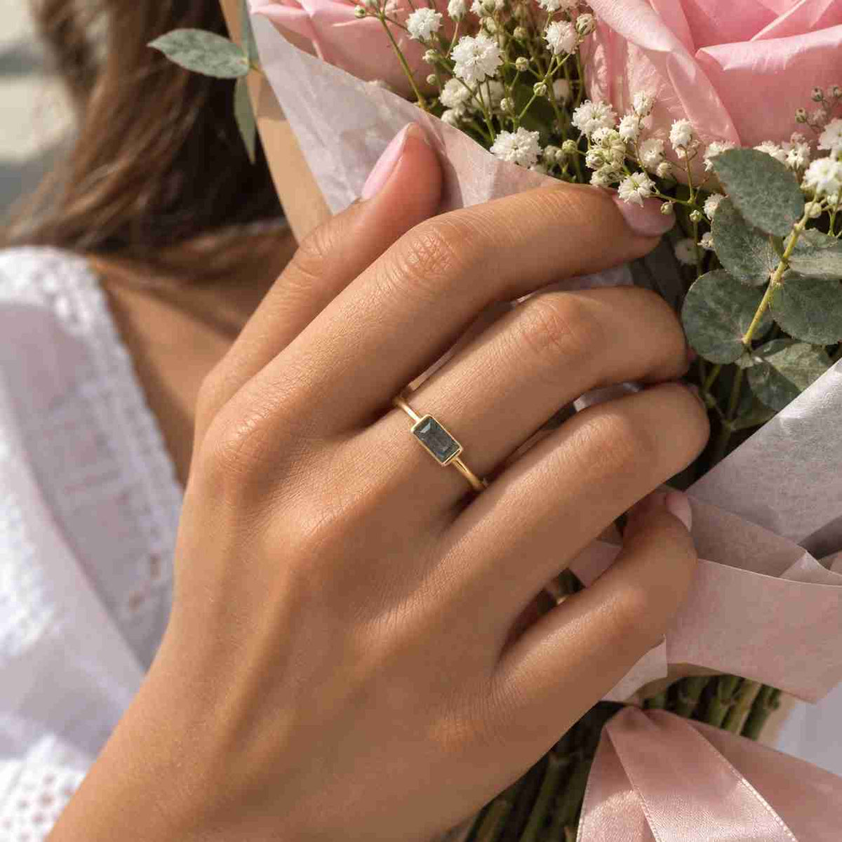 Small Solitaire Ring, Diamond Solitaire, Solid Gold Ring, 14k Rose, White, Yellow, Sophia