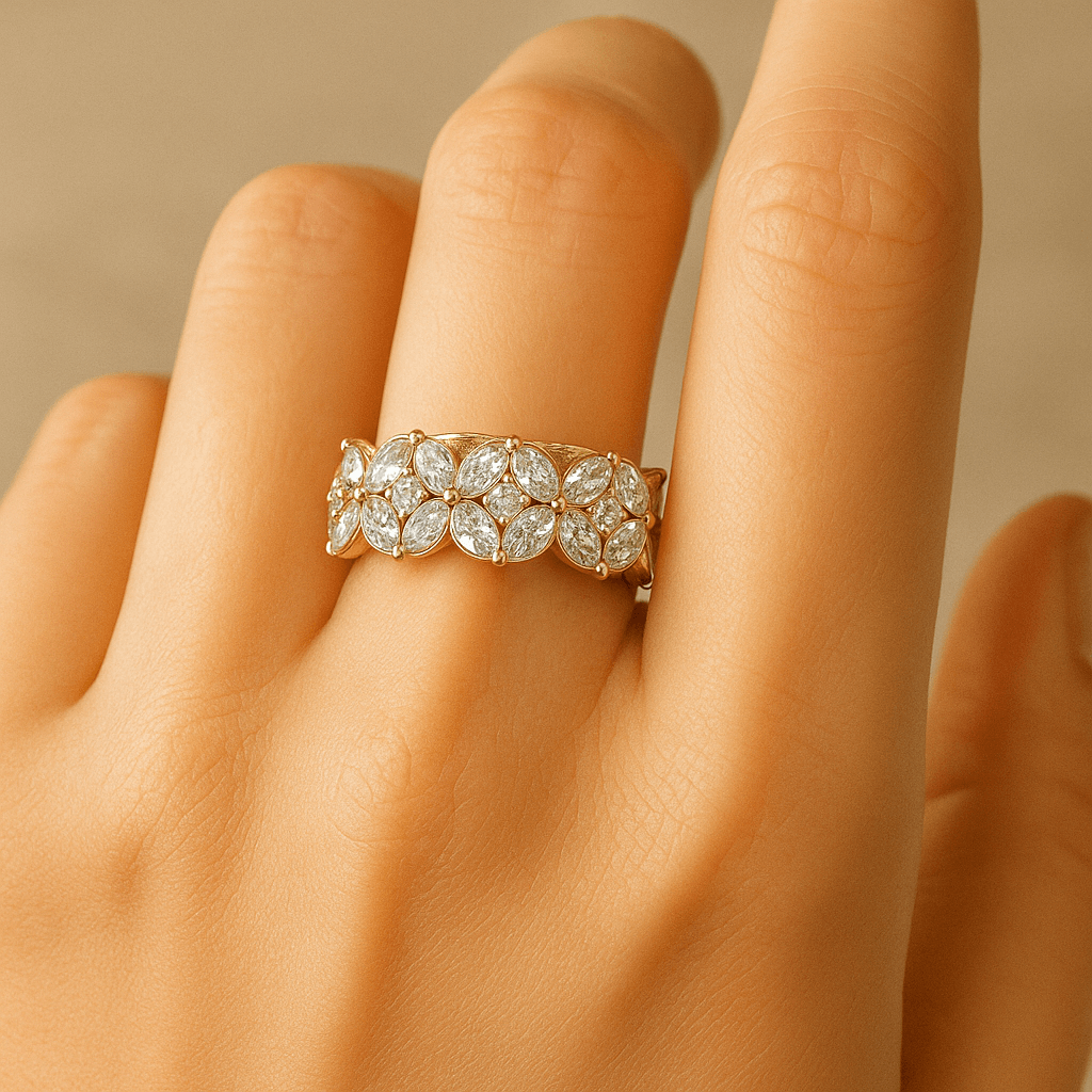 Unique Marquise Cut Lab Diamond Engagement Ring