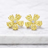 Diamond Flower Earrings Solid Gold Earrings Yellow Pear Studs