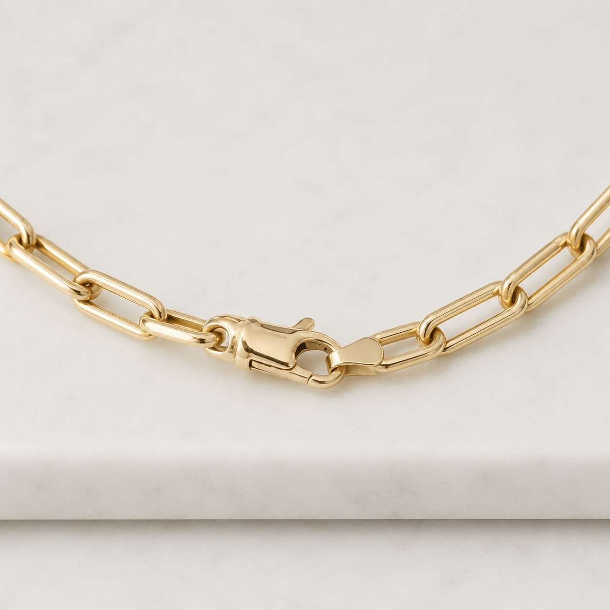 Solid 14K Gold Paperclip Chain 5mm, Open Oval Link Paperclip Necklace, 14K Gold Italy Necklace