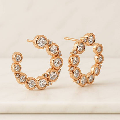 Solid 14K White Gold Diamond Studs Sparkling Multi Stone Bridal Earring