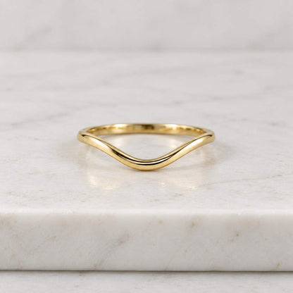 Solid Gold 14k Wave Curved Ripple Ring, Gold Stacking Ring, Gold Wave Wedding Band, 14k Solid Gold Ocean Ring, Wave Wedding Ring, Wave Band
