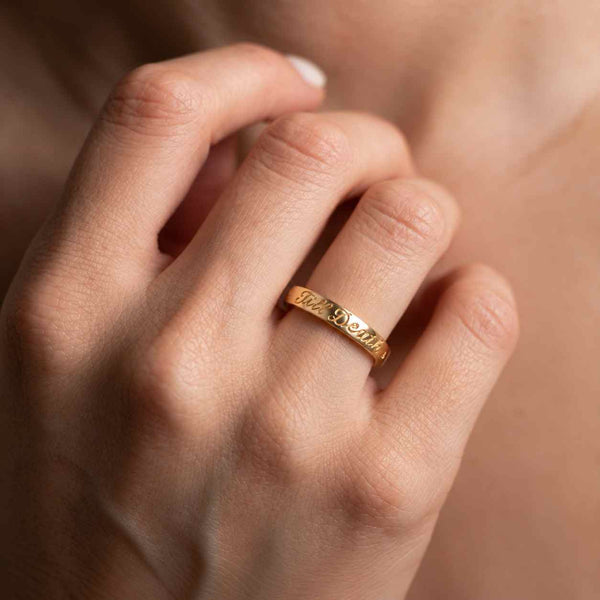 Hand-engraved pattern Solid Gold Band wedding band engagement bridal set for women 18K Yellow Gold nature inspired band for her Couples band
