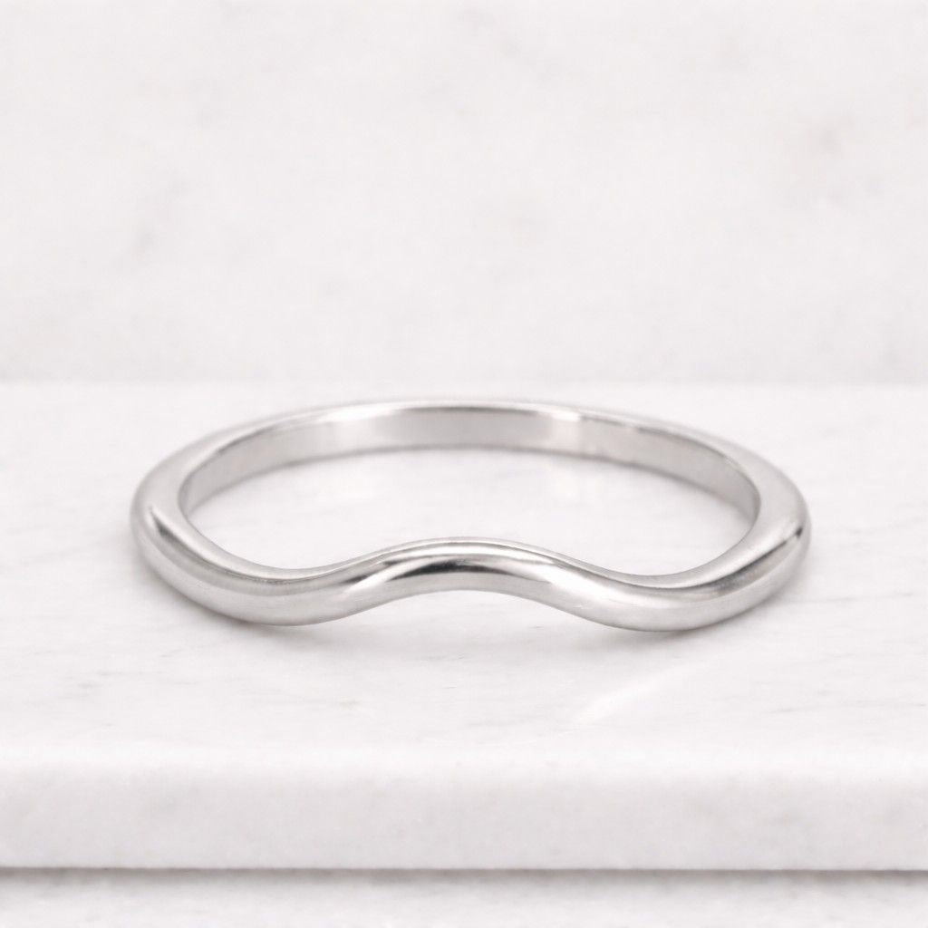 solid gold curved band yellow, rose, white gold