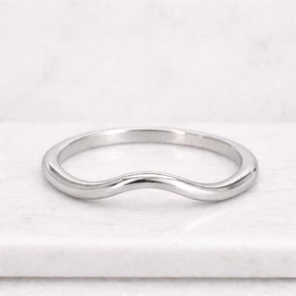 Solid Gold Curved Band Yellow, Rose, White Gold