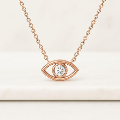 14k Solid Gold Diamond Hamsa Necklace  Diamond Evil Eye Necklace for Women