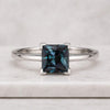 Princess Cut Blue Sapphire Solitaire Ring in 925 Sterling Silver