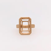  Solid Gold Emerald Shape Semi Mount Ring