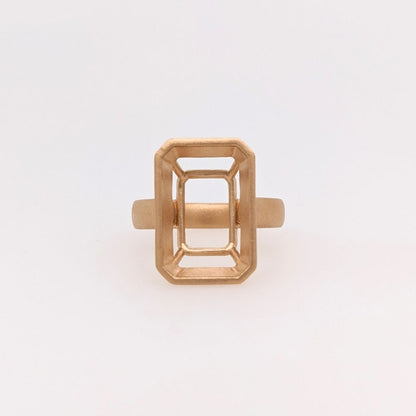  Solid Gold Emerald Shape Semi Mount Ring