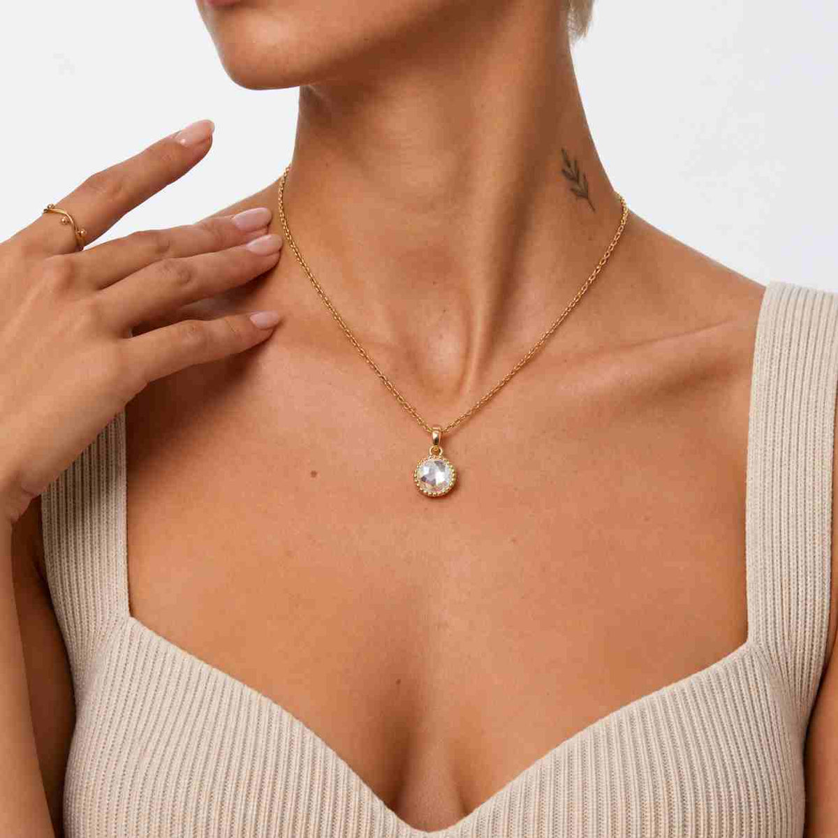 Solid Gold Half Bezel Oval Diamond Charm Pendant | Modern Oval Diamond Pendant | 10K & 14K Gold | Minimalist Diamond Necklace Charm
