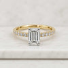 3 CT Emerald Cut Lab Grown Diamond Engagement Ring With Pavé Band