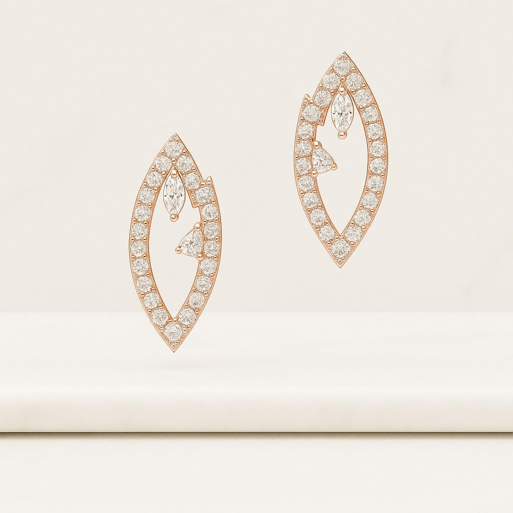 Solid Gold Lab Grown Diamond Wedding Band, Marquise Round Cut