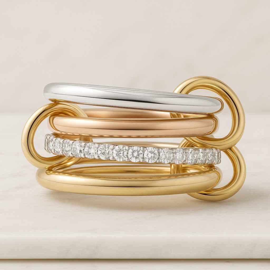 Solid Gold Linked Wedding Band Gift For Her